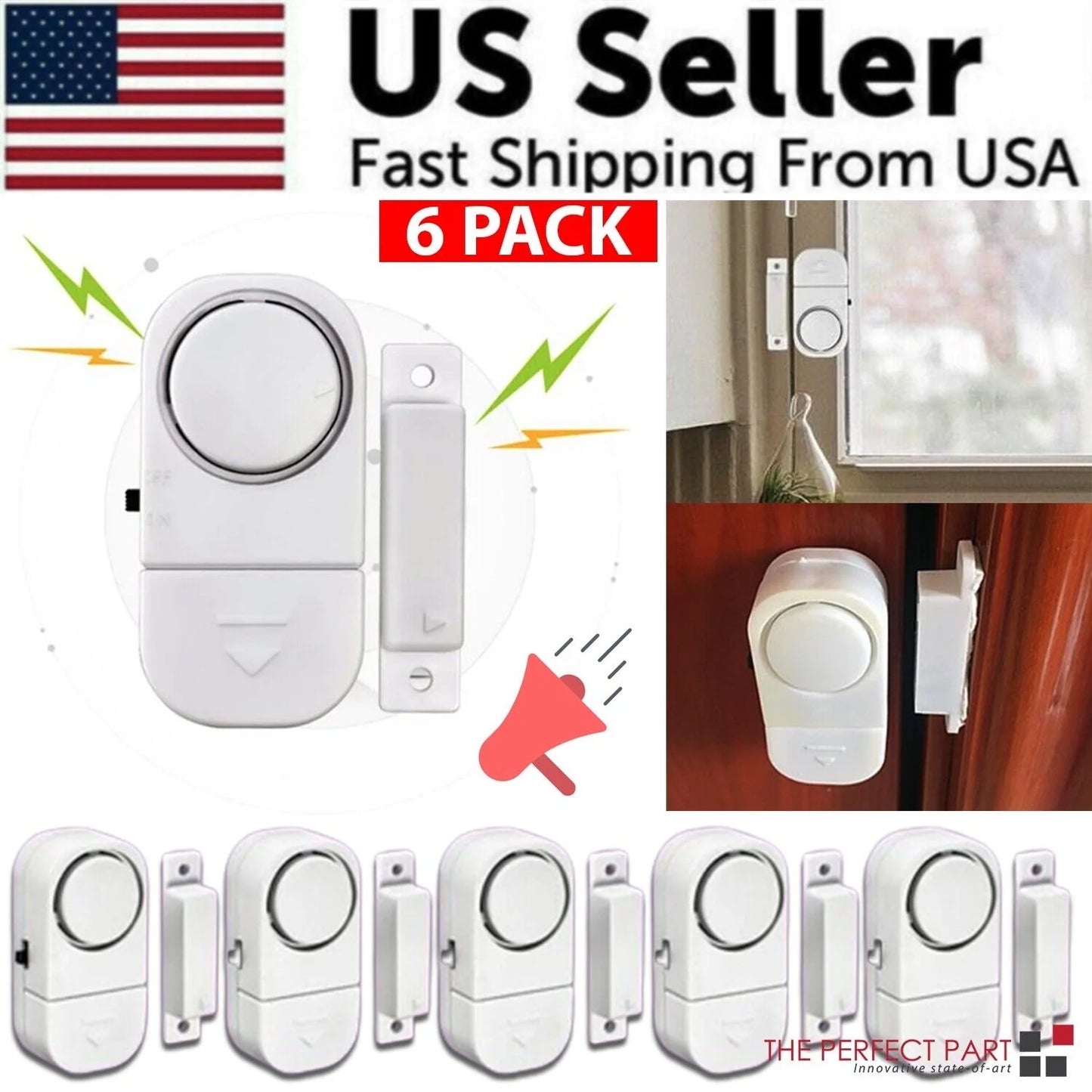 6-Piece Wireless Window & Door Burglar Alarm System with Magnetic Sensors