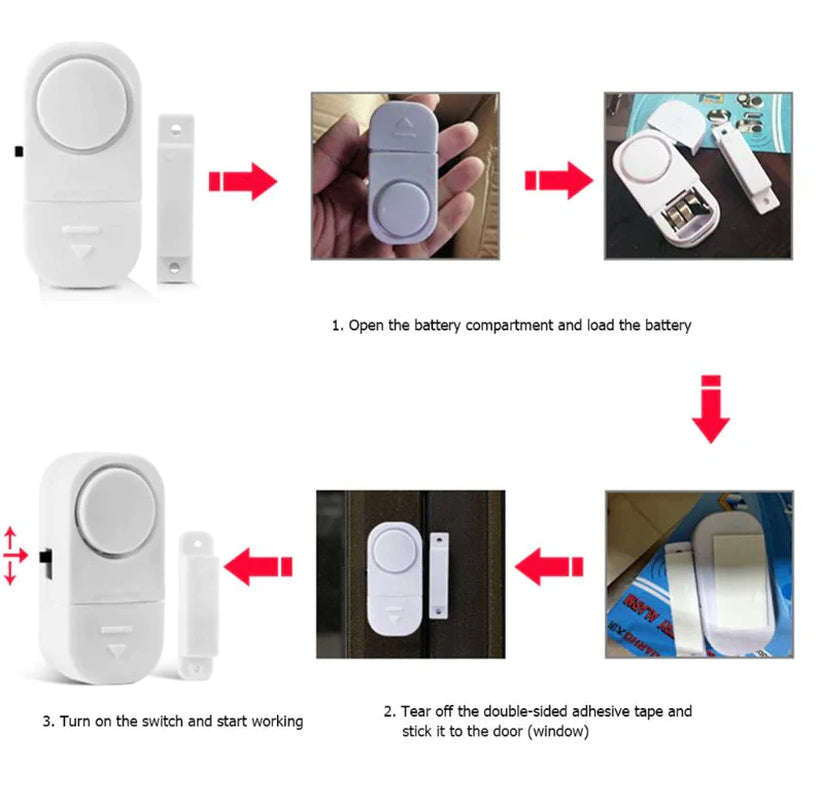 6-Piece Wireless Window & Door Burglar Alarm System with Magnetic Sensors