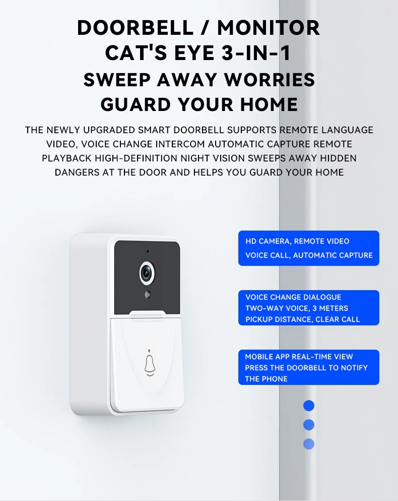 Smart WiFi Wireless Video Doorbell Intercom with Chime - Enhance Your Home Security!