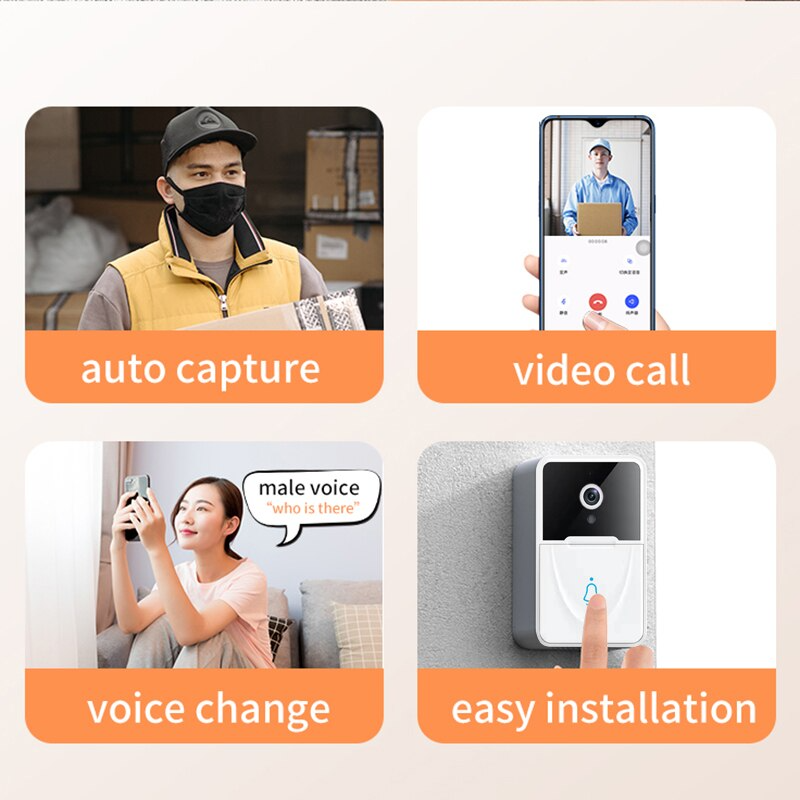 Smart WiFi Wireless Video Doorbell Intercom with Chime - Enhance Your Home Security!