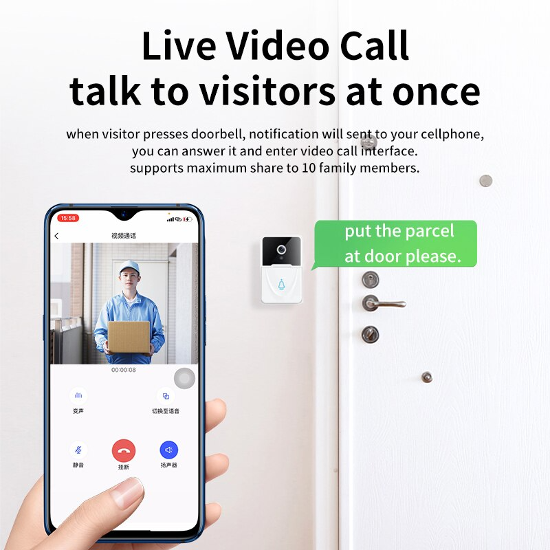 Smart WiFi Wireless Video Doorbell Intercom with Chime - Enhance Your Home Security!