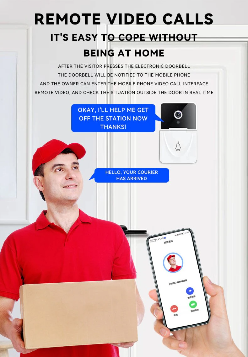 Smart WiFi Wireless Video Doorbell Intercom with Chime - Enhance Your Home Security!